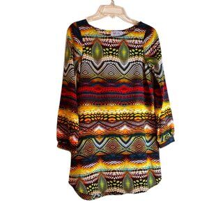 Fab Rik White Collection Colorful Patterned Tunic, Size XS